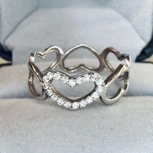 Heart Cut Band Eternity Ring with Diamonds. Great Gift!!